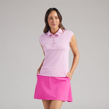 Women's Pique YD Stripe Cap Sleeve Golf Polo | Puma Golf Classic